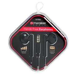 MONSTER - Audifonos Alambricos Manos Libres Jack 35mm Negro M19