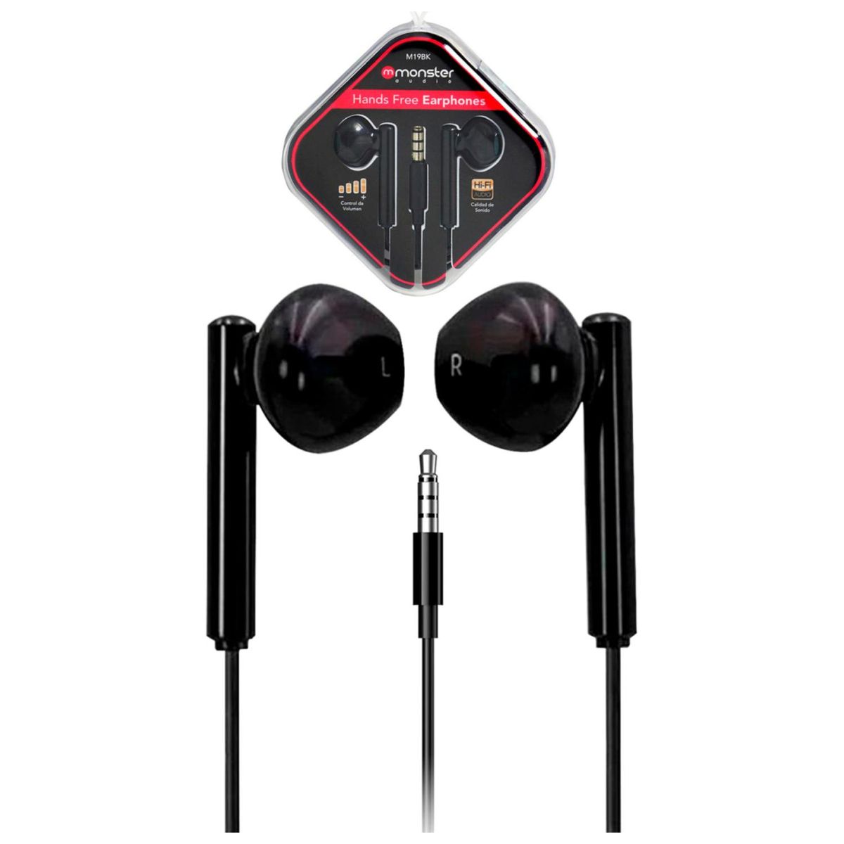 MONSTER - Audifonos Alambricos Manos Libres Jack 35mm Negro M19