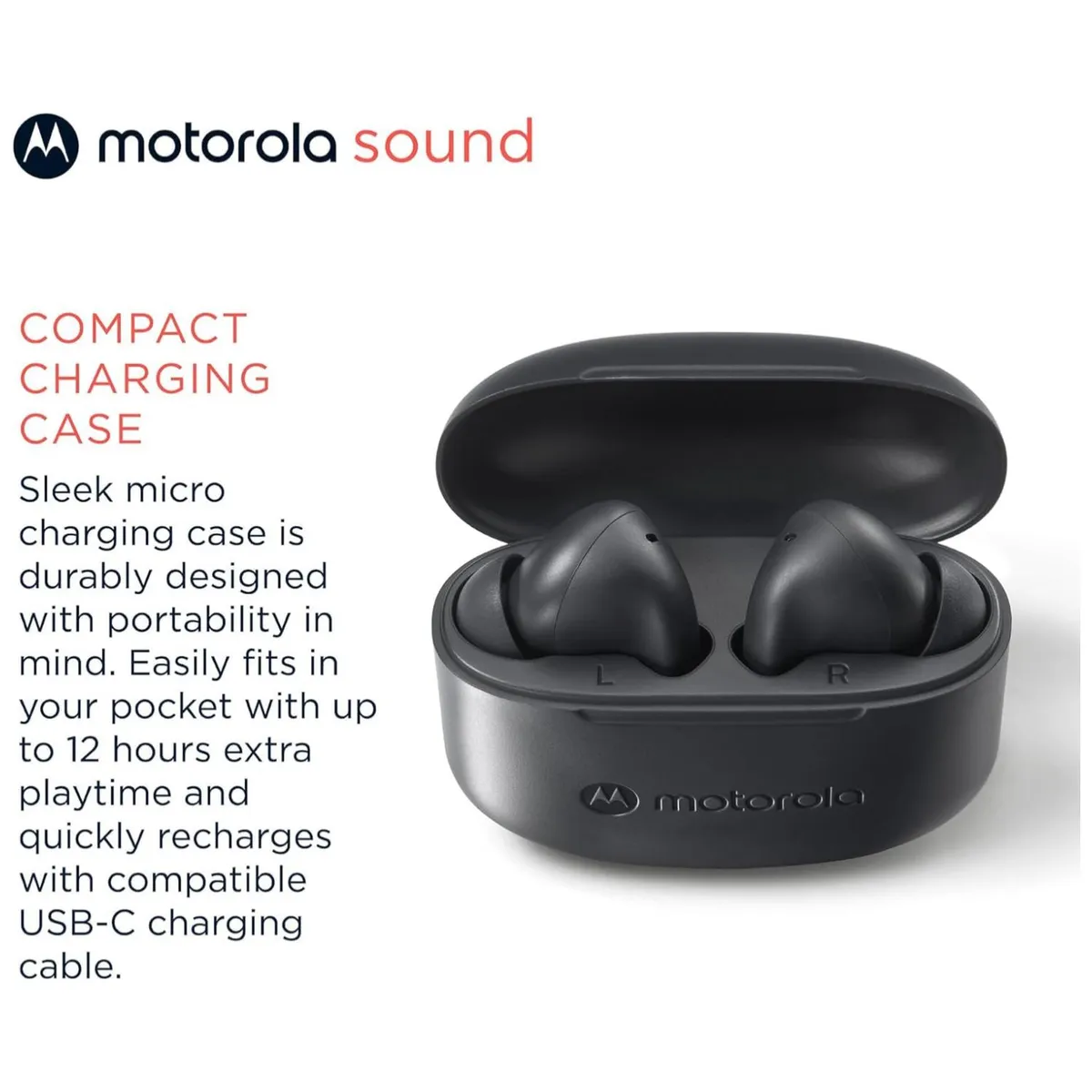 MOTOROLA - Audifonos Bluetooth TW IPX4 Recargables Moto Buds 065 Negro