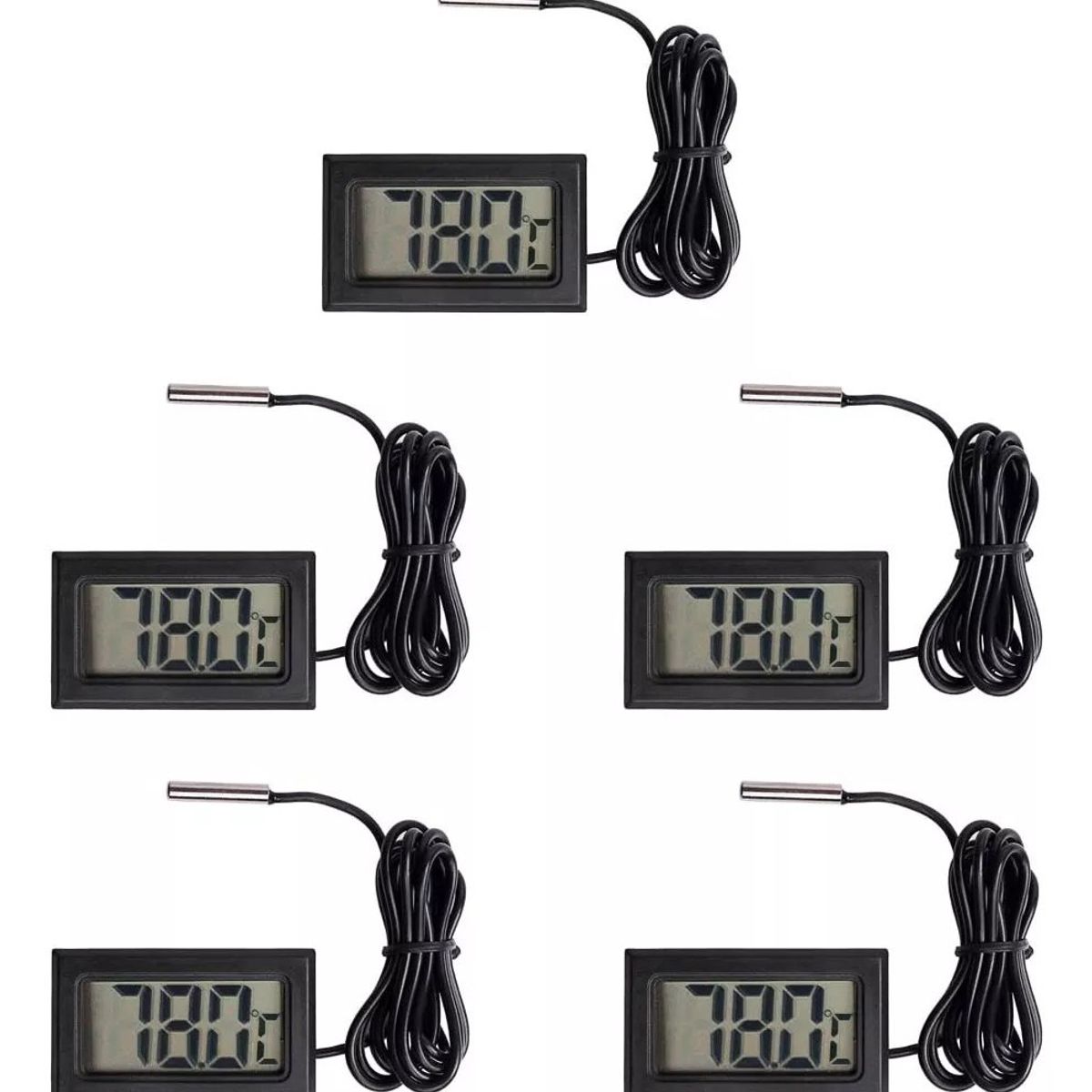 KUANGYE - Pack 5 Termómetro Digital Con Sonda -50 - 110 ºc