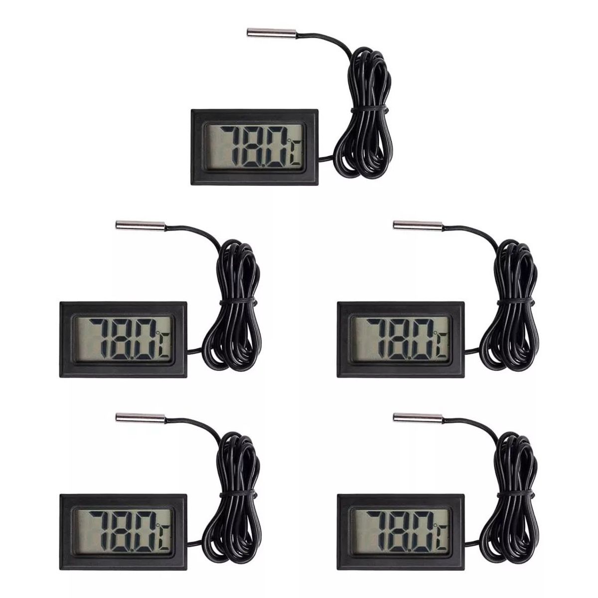 KUANGYE - Pack 5 Termómetro Digital Con Sonda -50 - 110 ºc