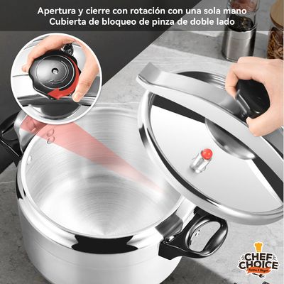Imagen 2 del producto Olla A Presión Aluminio 8 Litros Con Tapa Innovadora Chef Choice