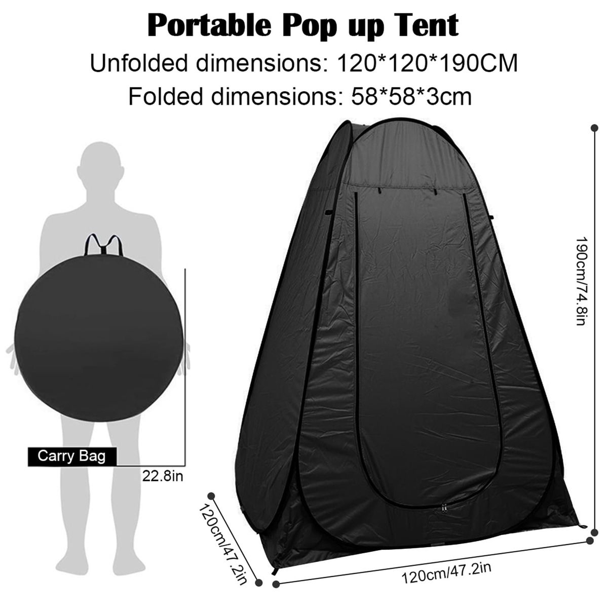 EVERSO - Carpa Caseta Ducha Baño Vestidor 190x120cm Pro/uv 3 Ventana