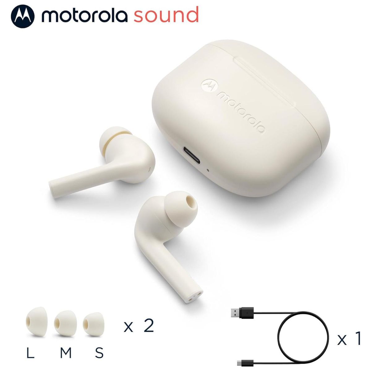 MOTOROLA - Audifonos Bluetooth TW IPX4 Recargables Moto Buds 065 Blanco.