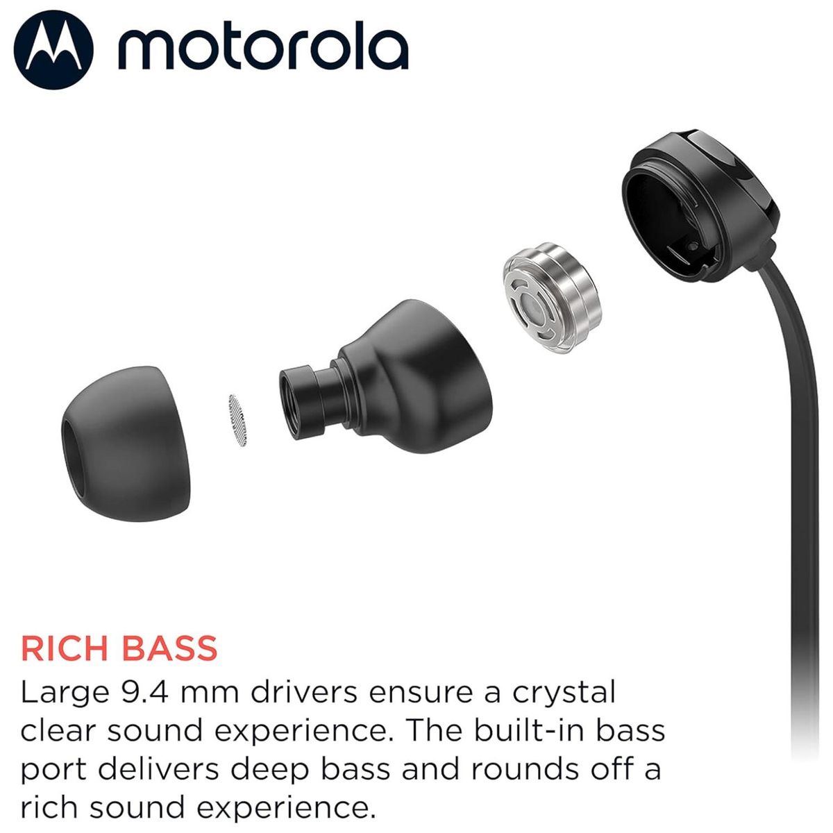 MOTOROLA - Audifonos Alambricos Manos Libres Jack 35mm Negro EarBuds3S