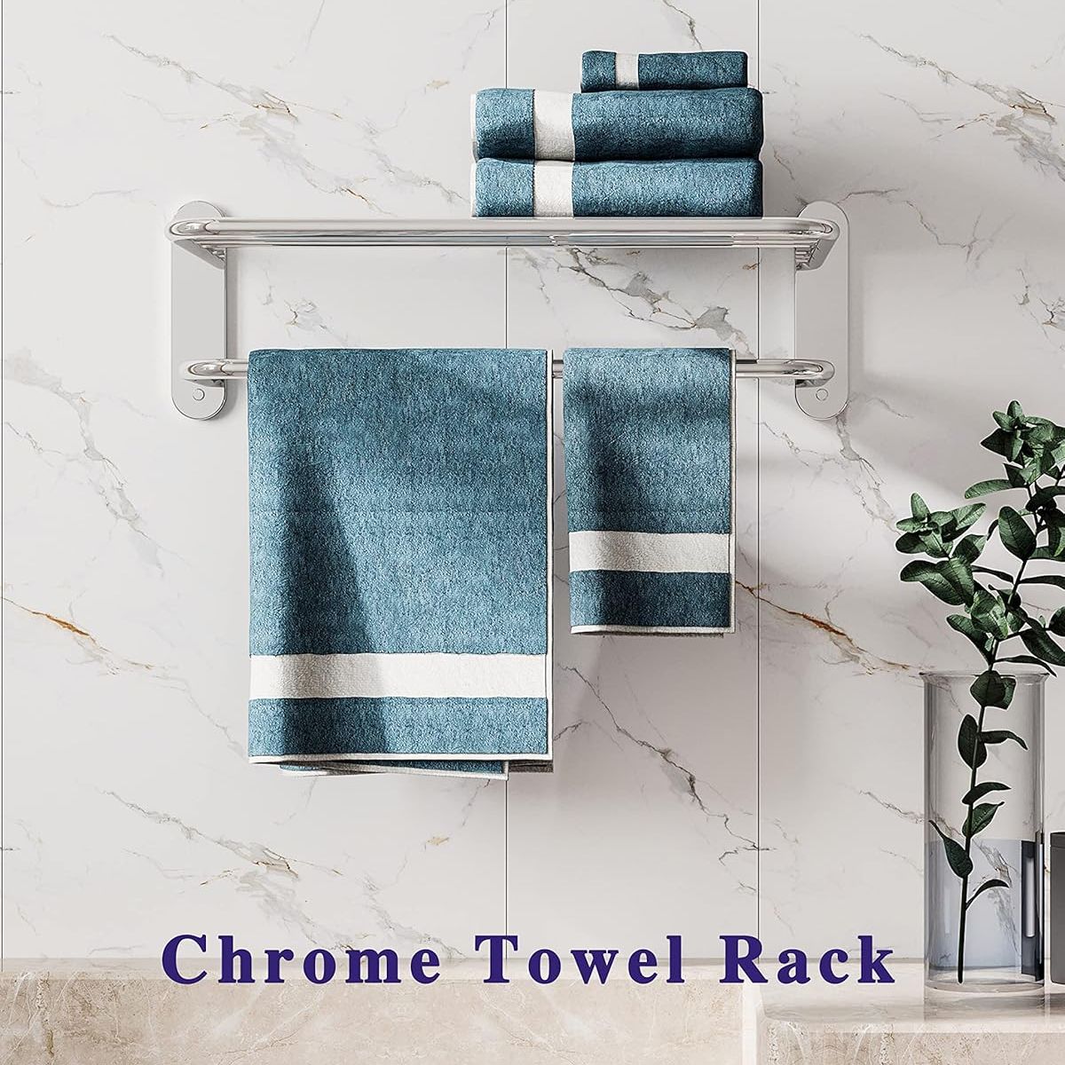 KUANGYE - Porta Toalla Repisa 60 Cm Al Muro Inoxidable