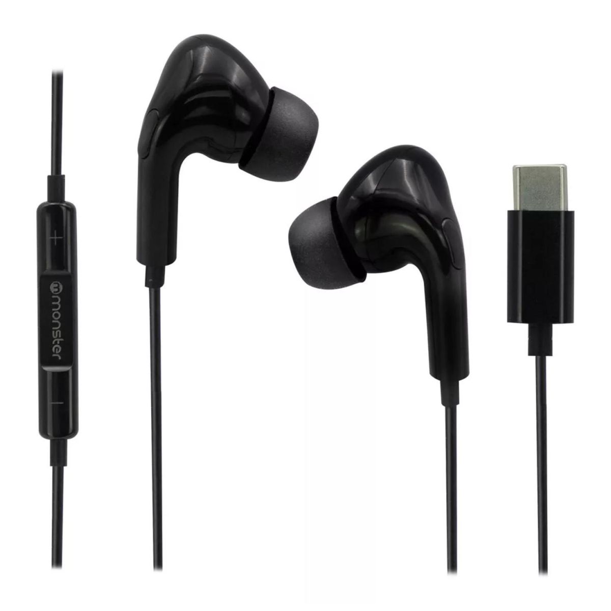 MONSTER - Audifonos Alambricos Manos Libres USB C 120cm Negro Earpods