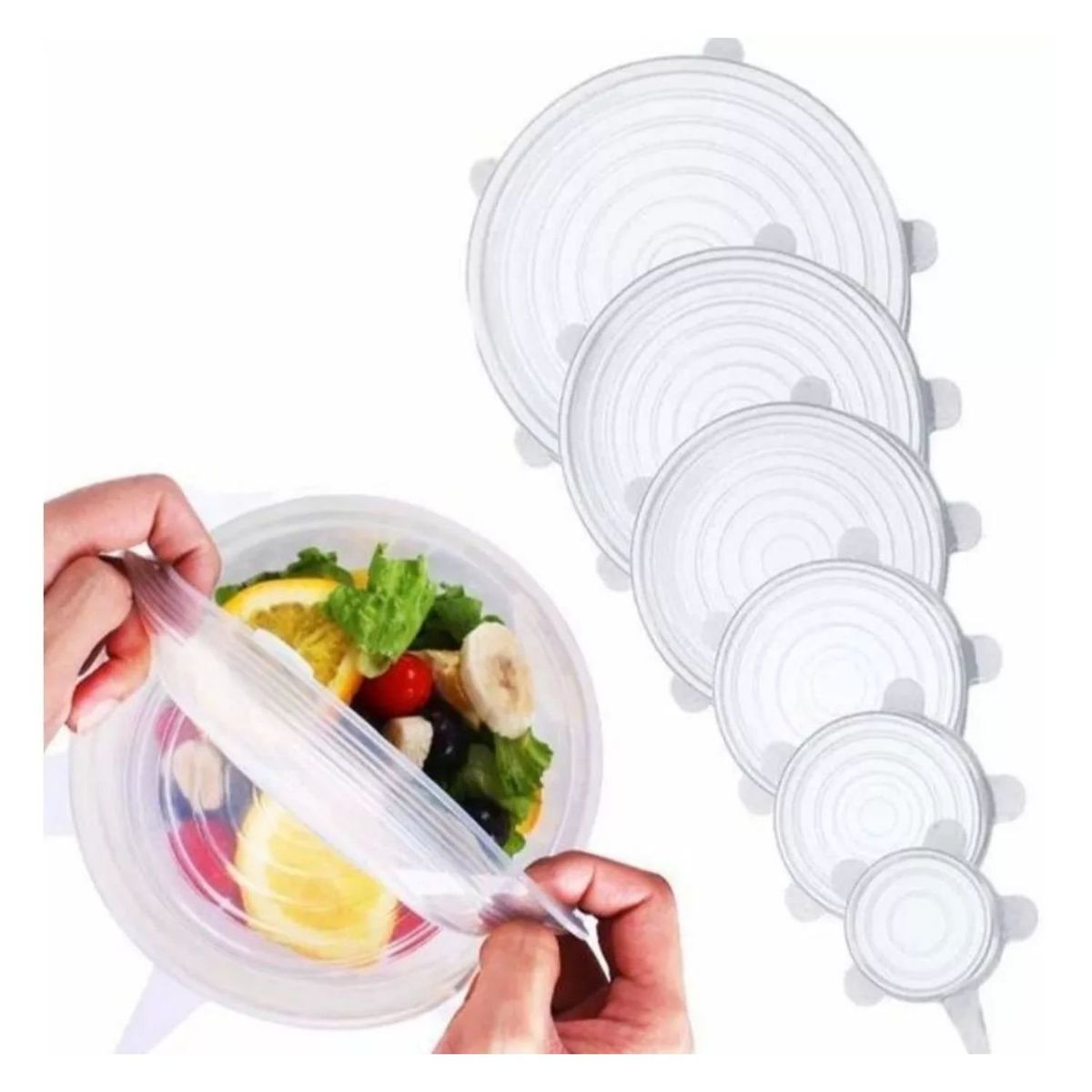 GENERICO - Set 6 Tapas Silicona Extensible Antiderrame Sellado.