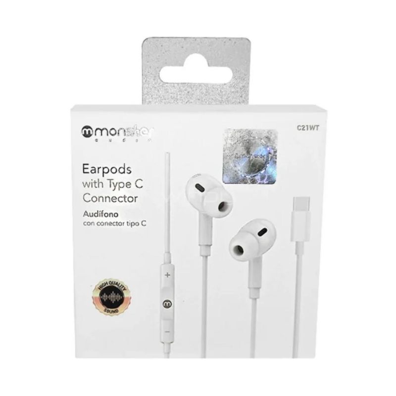 MONSTER - Audifonos Manos Libres Manos Libres USB C Blanco C21 Monster