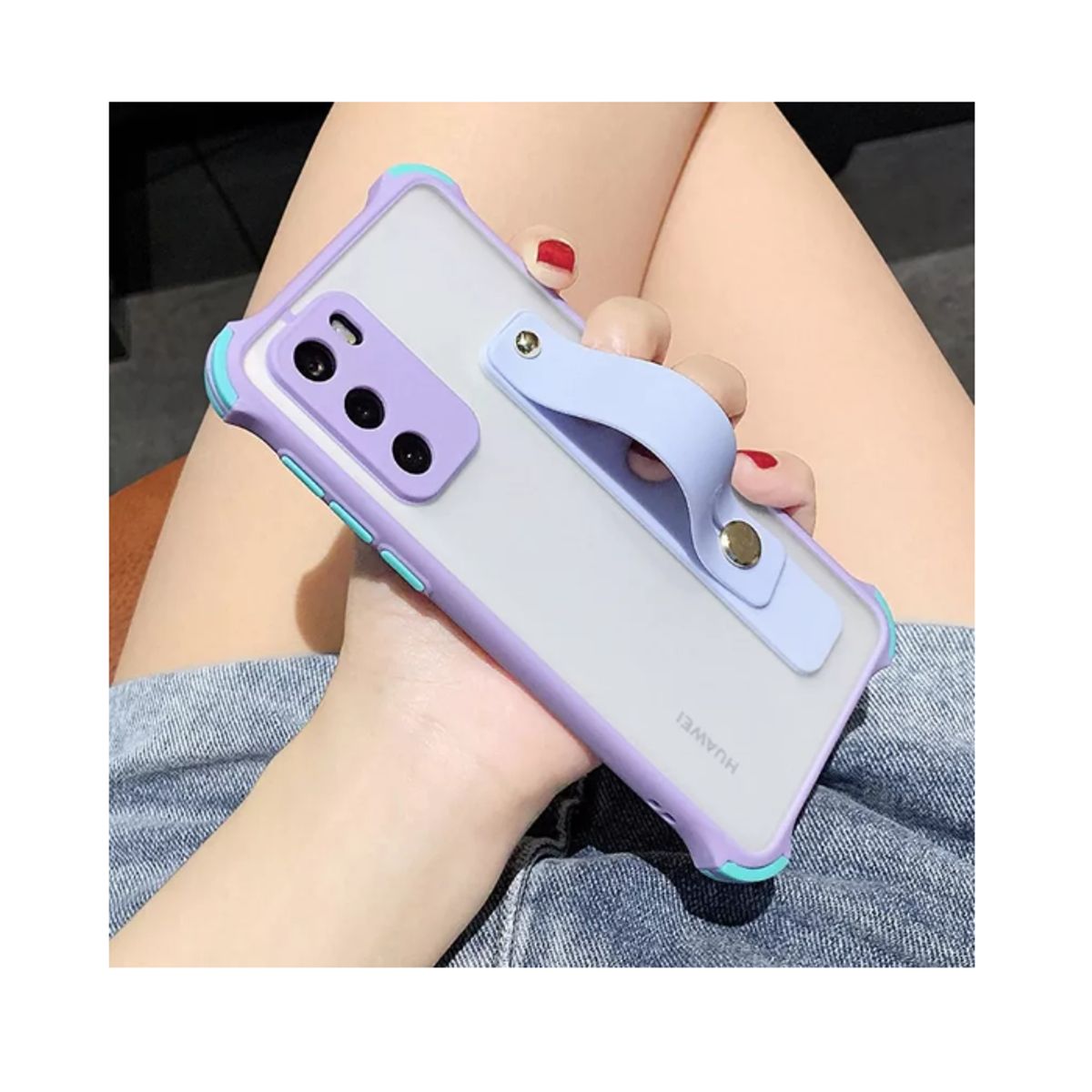 GENERICO - Funda De Silicona Con Soporte Compatible Para Samsung S21-LILA