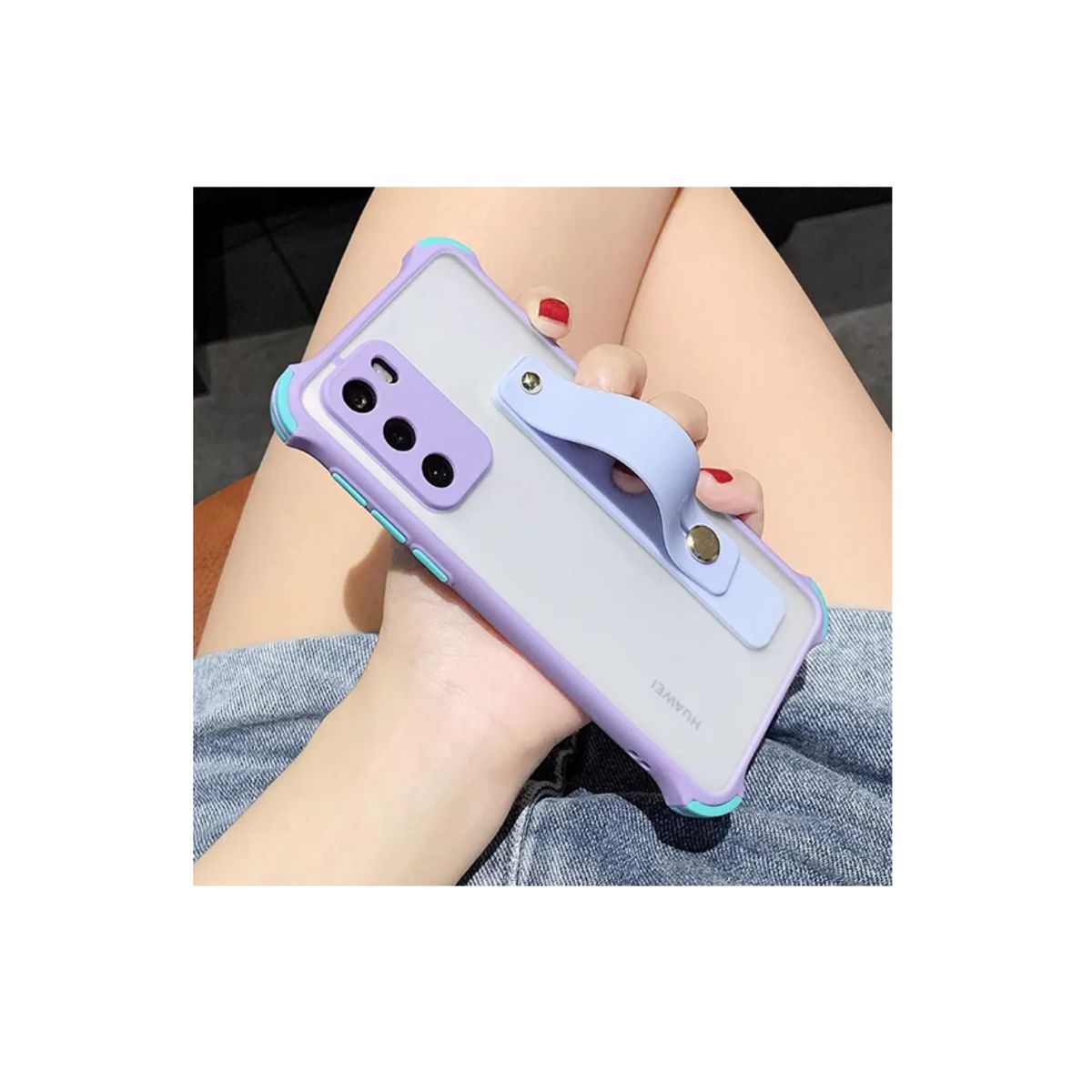 GENERICO - Funda De Silicona Con Soporte Compatible Para Samsung S21-LILA