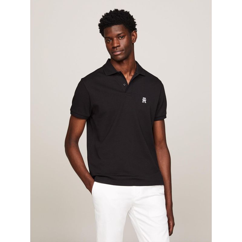 TOMMY HILFIGER - Polo Interlock Monogram Negro Tommy Hilfiger