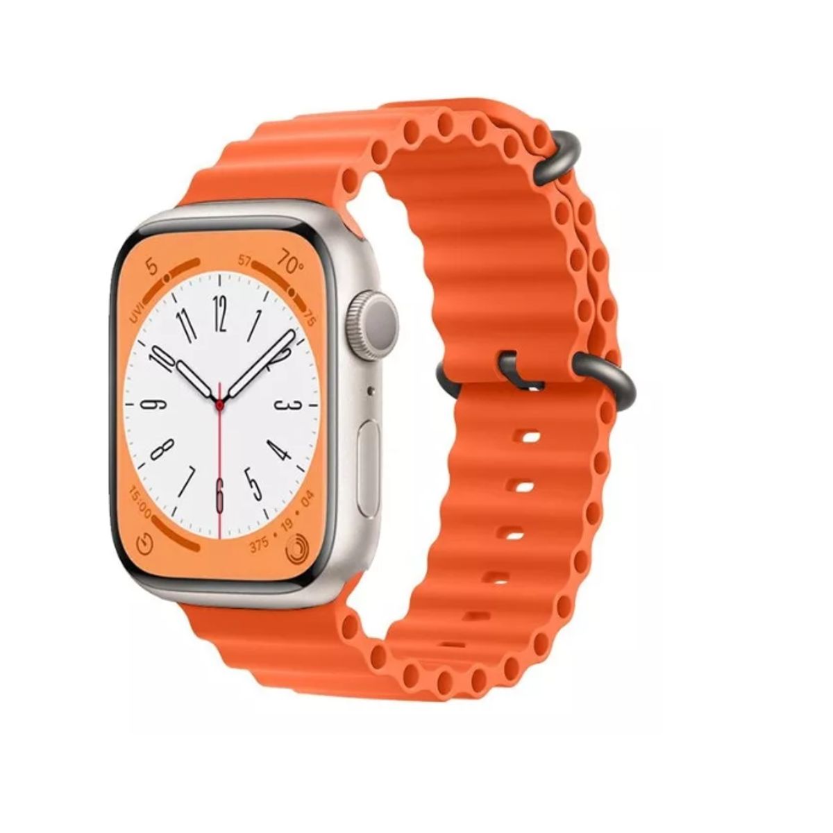 GENERICO - Correa Silicona Ocean Para Apple Iwatch Ultra Transpirable-NARANJA