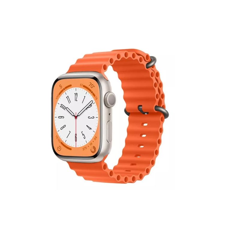 GENERICO - Correa Silicona Ocean Para Apple Iwatch Ultra Transpirable-NARANJA