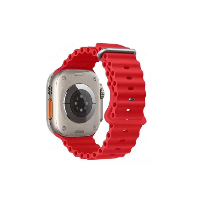 GENERICO - Correa Silicona Ocean Para Apple Iwatch Ultra Transpirable-ROJO