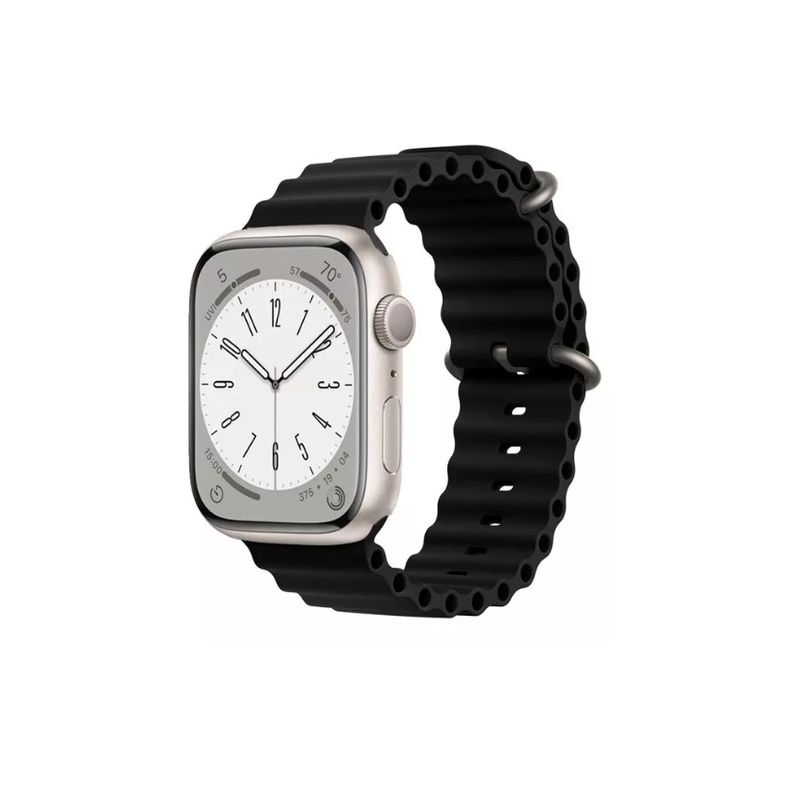GENERICO - Correa Silicona Ocean Para Apple Iwatch Ultra Transpirable-NEGRO