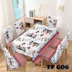 ANGELES DEL HOGAR - Mantel Impermeable + 6 fundas de Silla diseño fechas patrias chile