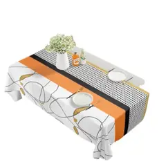 ANGELES DEL HOGAR - Mantel Tela Impermeable 140 x 220 cm Diseño Naranja y Negro