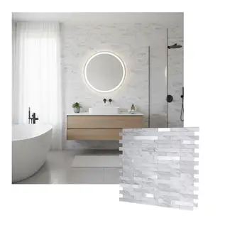 MERCAR RAY - Mosaico Salpicadero Autoadhesivo PVC-Aluminio Mármol Plata 306x297cm