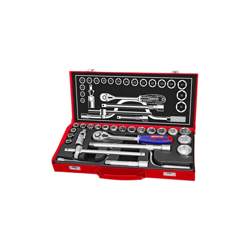 EMTOP - Kit 24 Llaves Dados 1/2"