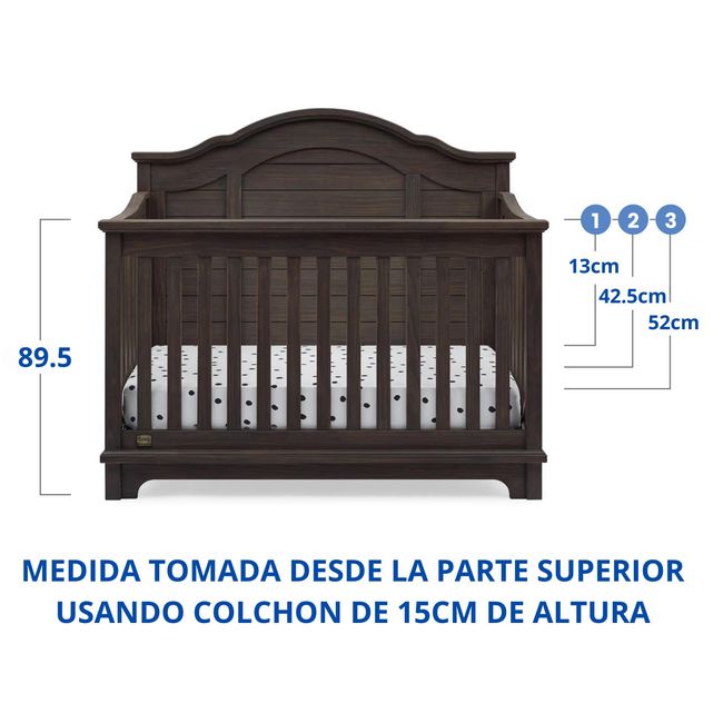 SIMMONS - Cuna de madera solida convertible 6 en 1 Asher GRIS