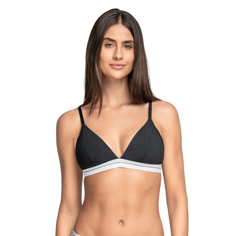 LEONISA - Sostén triangular en algodón liviano y cómodo 091099 Negro