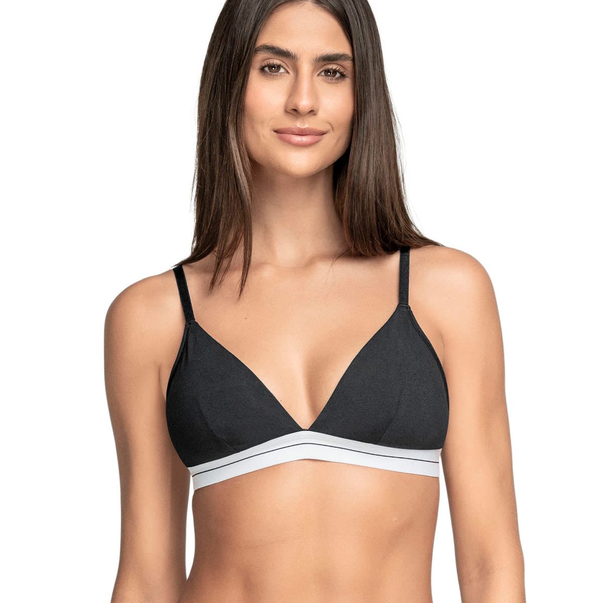 LEONISA - Sostén triangular en algodón liviano y cómodo 091099 Negro