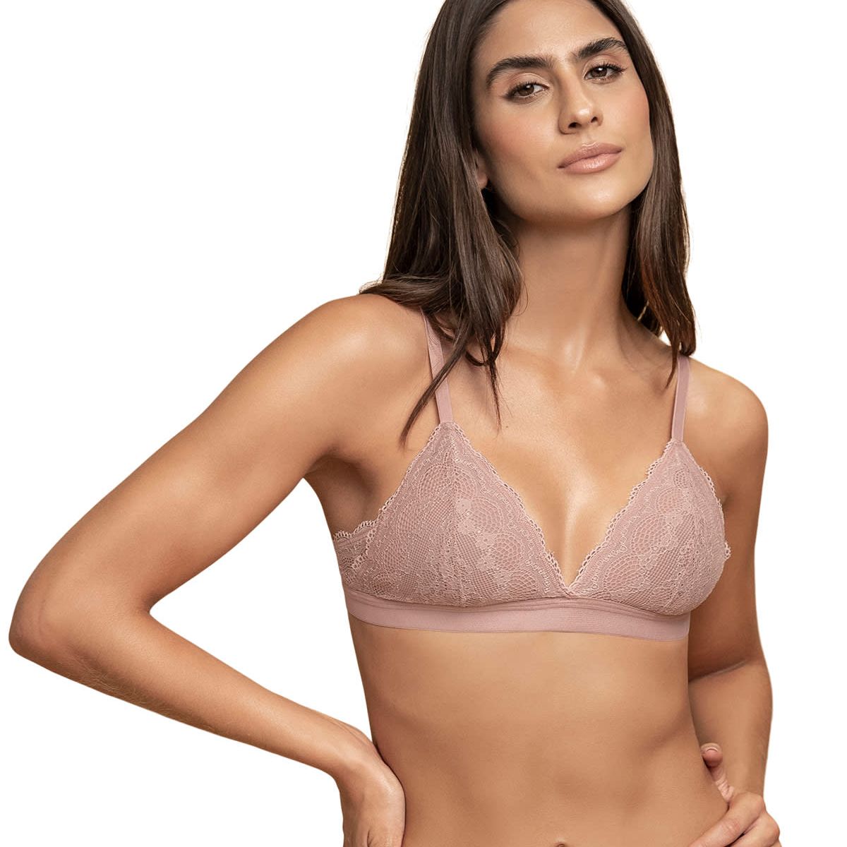 LEONISA - Daily Bralette cómodo y desestructurado 091097 Palo de Rosa