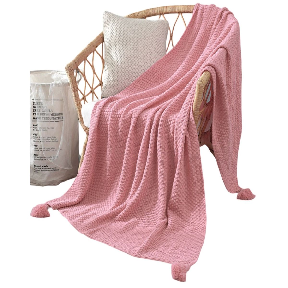 GENERICO - Manta Suave con Pompones Estilo y Comodidad D7