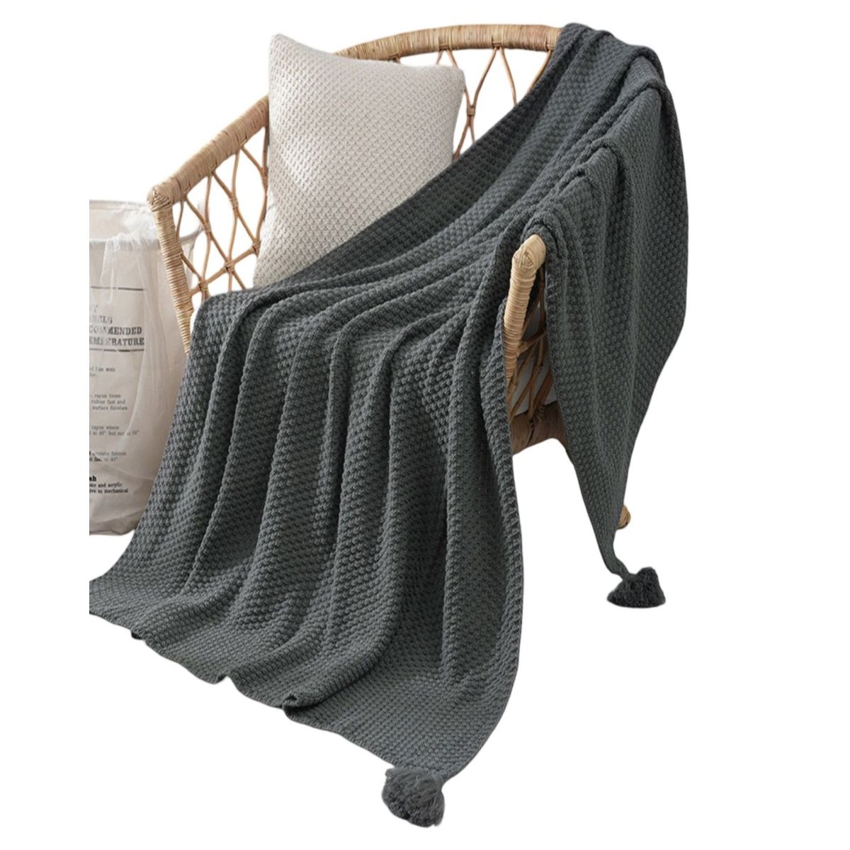 GENERICO - Manta Suave con Pompones Estilo y Comodidad D6