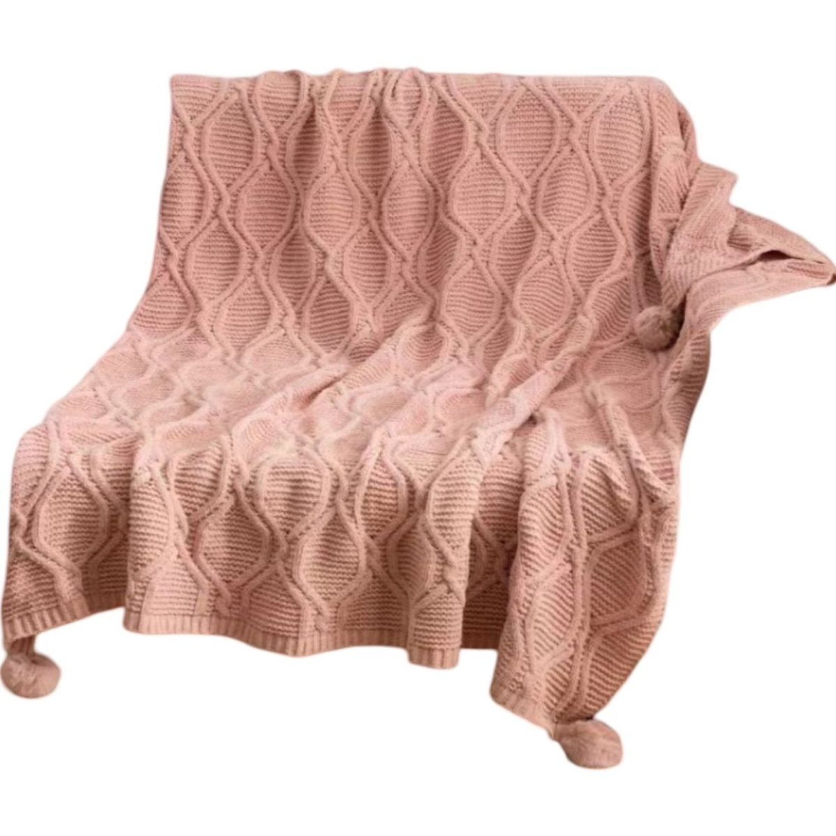 GENERICO - Manta Suave con Pompones Estilo y Comodidad D4