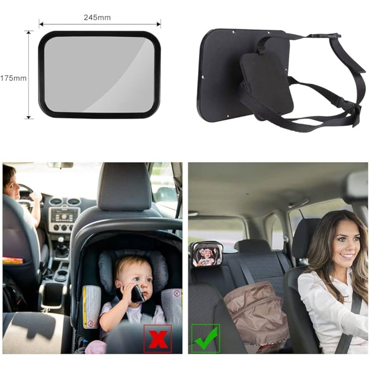 GENERICO - Espejo Para Auto XL Baby Mirror 360 universal Bebe