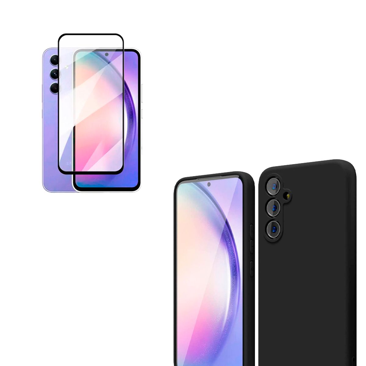 JOIGO - Carcasa Para Samsung A34 + Lamina de Vidrio Templado Negro