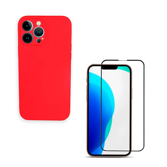 JOIGO - Carcasa Lamina Vidrio Para iPhone 14 Pro Max Rojo.