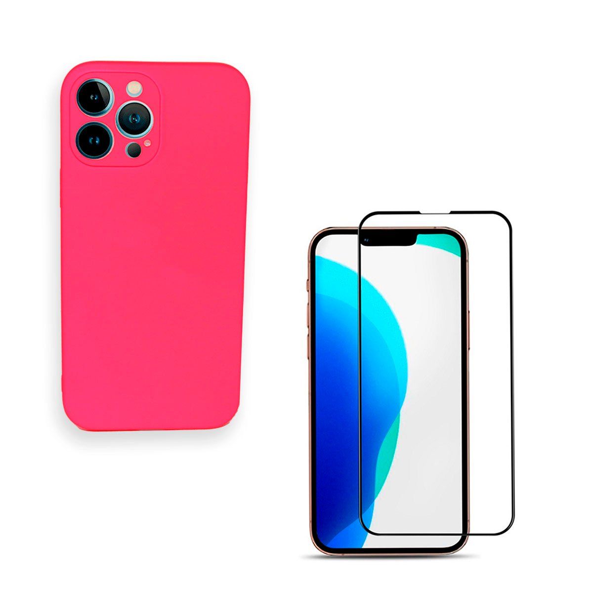 JOIGO - Carcasa Lamina Vidrio Para iPhone 14 Pro Max Fucsia