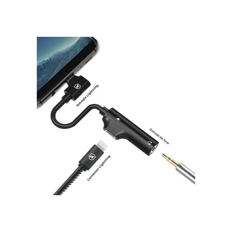 GENERICO - Adaptador Lightning 2 En 1 Carga + Audio