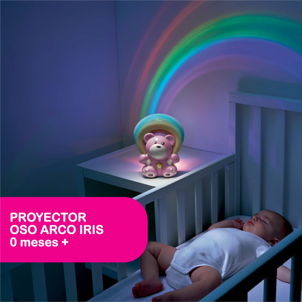CHICCO - Proyector Osito Arcoiris de Chicco, rosado