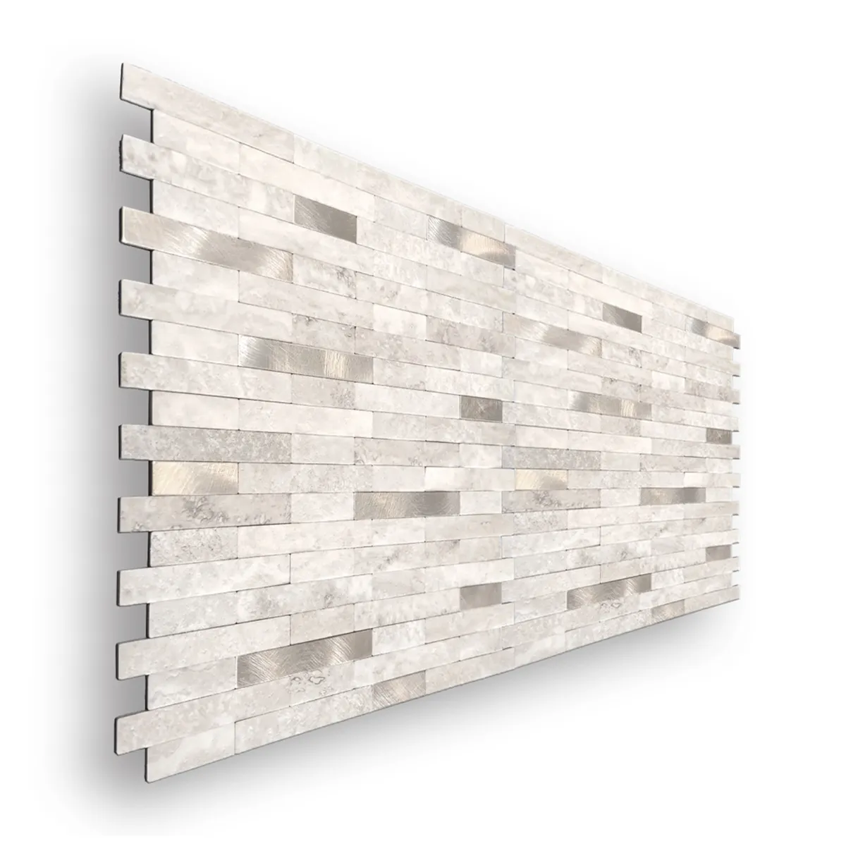 MERCAR RAY - Mosaico Salpicadero Autoadhesivo PVC-Aluminio Mármol Beige 30.6 x29.7cm