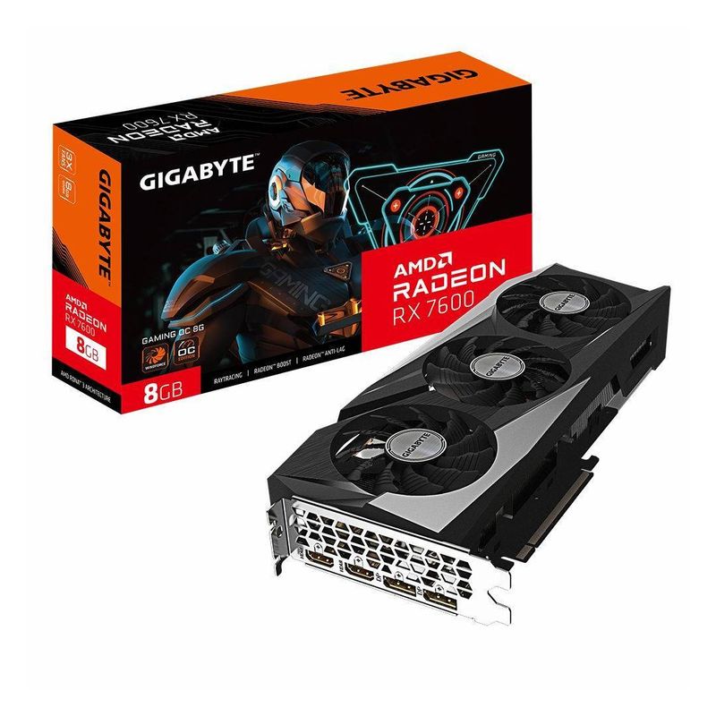 GIGABYTE - Tarjeta de Video Gigabyte Radeon RX 7600 GAMING OC 8G