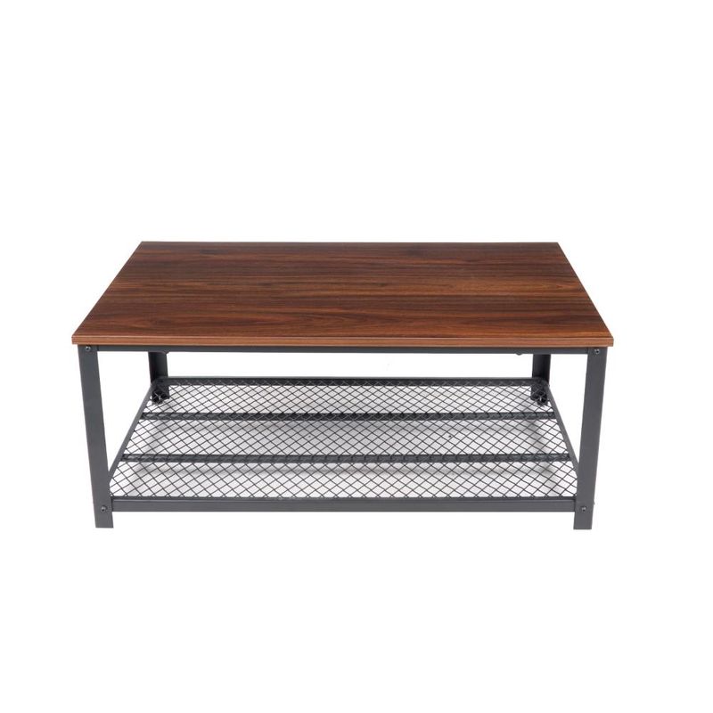 KLIK - Mesa de centro metal madera oscura walnut enrejada 106x60