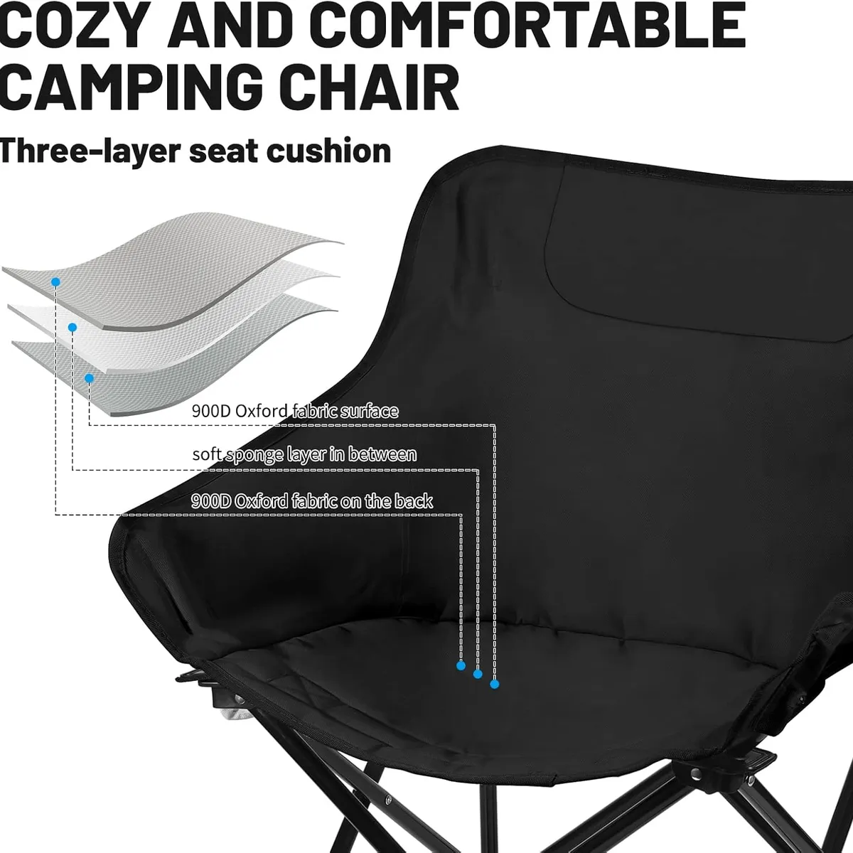 GENERICO - SILLA PLEGABLE COLOR NEGRO PARA ACAMPAR AL AIRE LIBRE