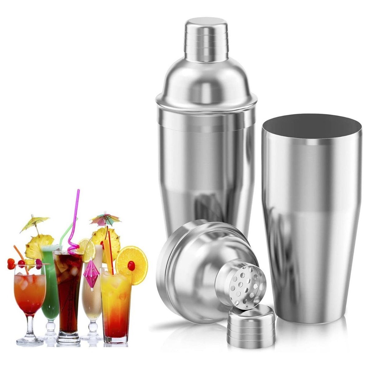 GENERICO - Coctelera Mezclador De Bebidas De Acero.