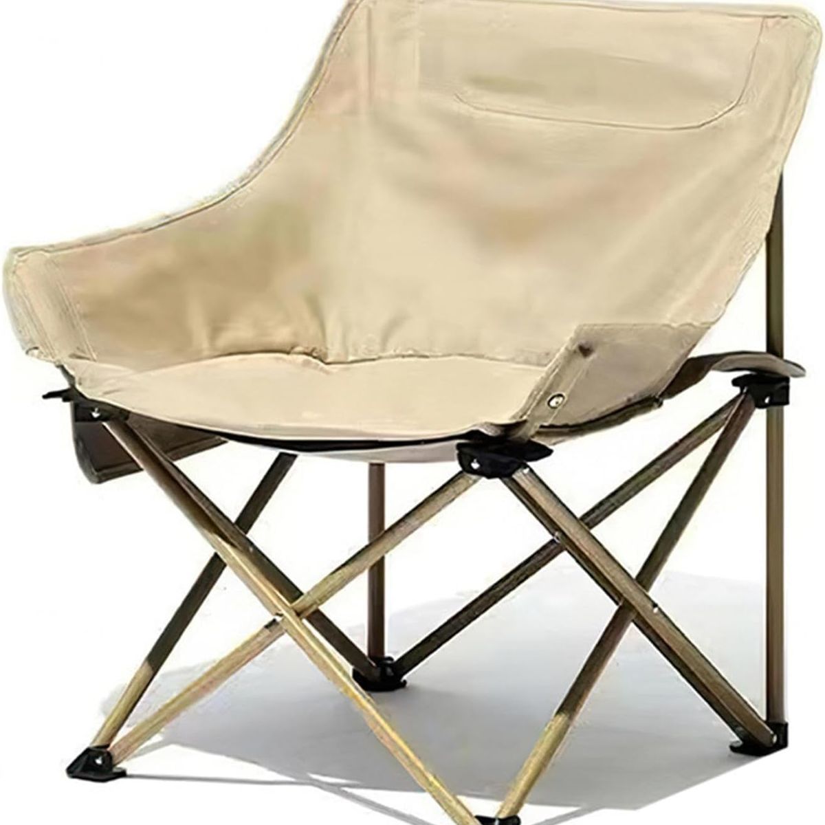 GENERICO - SILLA PLEGABLE COLOR BEIGE PARA ACAMPAR AL AIRE LIBRE