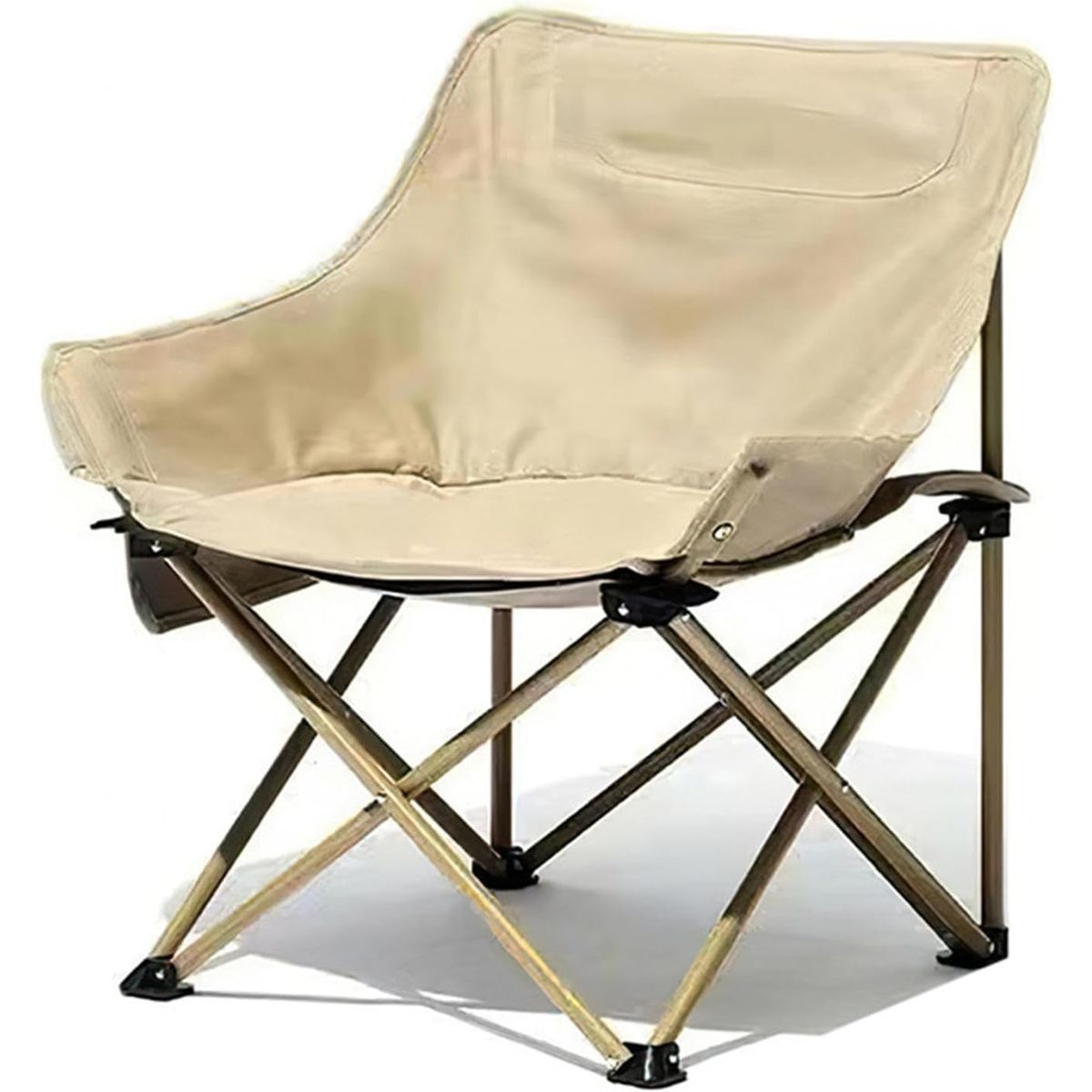 GENERICO - SILLA PLEGABLE COLOR BEIGE PARA ACAMPAR AL AIRE LIBRE