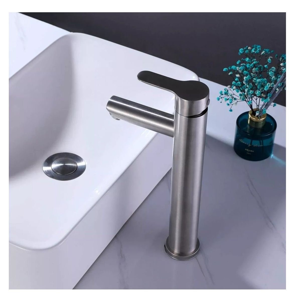 TAUMM - Monomando Lavamanos Alto Moderno Inoxidable Taumm 31cm