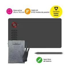 VEIKK - Tableta Gráfica A15 Red con Funda y Guante