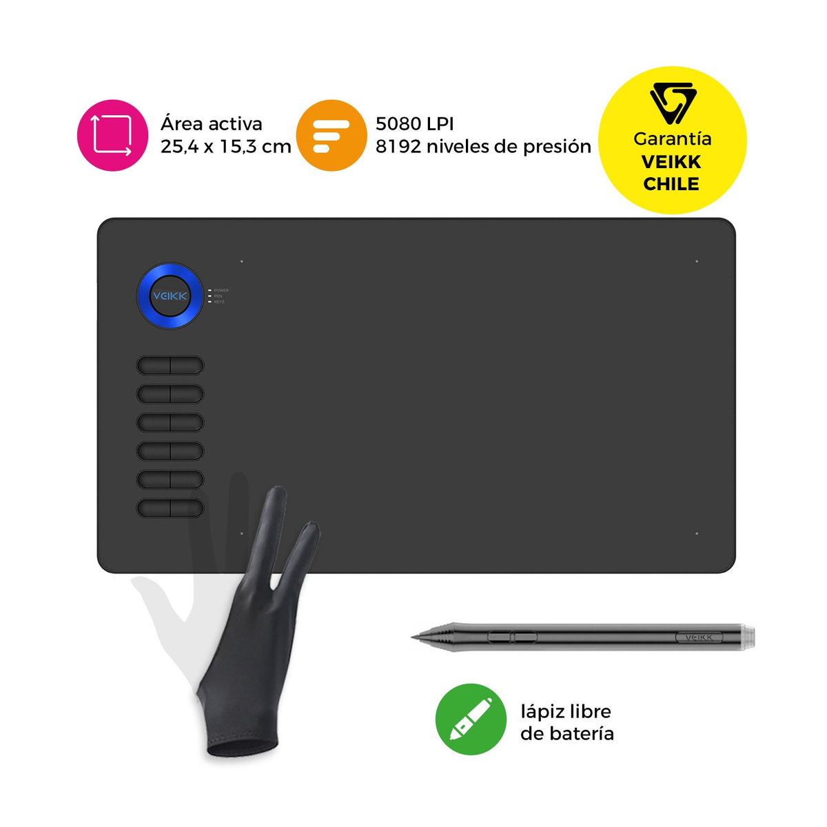 VEIKK - Tableta Gráfica Veikk A15 Blue con Guante