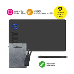 VEIKK - Tableta Gráfica A15 Blue con Funda y Guante