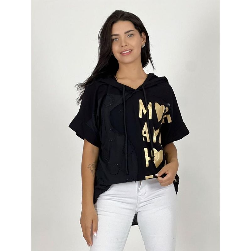 ENIGMATICA BOUTIQUE - Polera Holgada Diseño Letras Negro ENIGMATICA BOUTIQUE