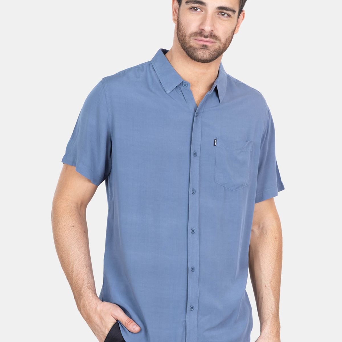 RIP CURL - Camisa M/C Signature Line Azul Hombre Rip Curl